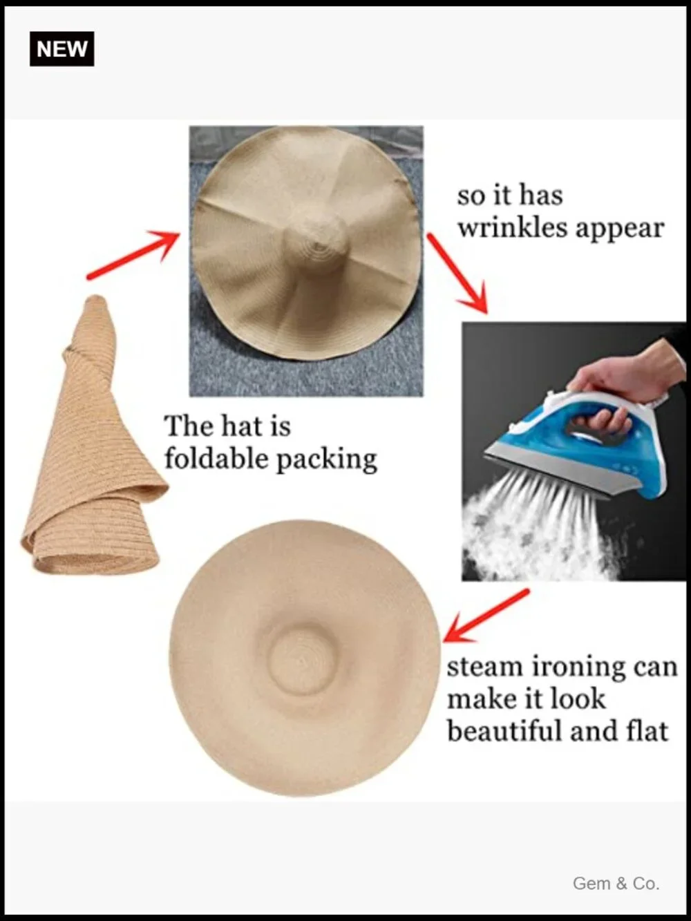 Oversized Straw Sun Hat Floppy Wide Brim UV Protection Foldable Beach Hat
